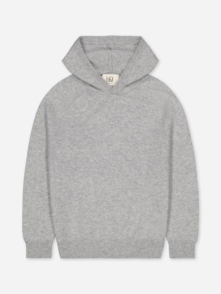 bobbin & tricot - Vente Sweat à capuche – enfant - SWEAT À CAPUCHE EN CACHEMIRE GRIS POUR ENFANT0