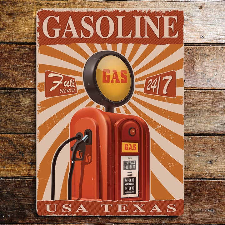 The British Metal Signs Company – wholesale Skylt – Bensin USA Texas Bensinstation America Metal Sign plack