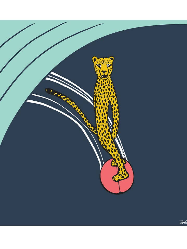 Surfing Cheetah - Print/ Framed Print for wholesale by Jonas Claesson