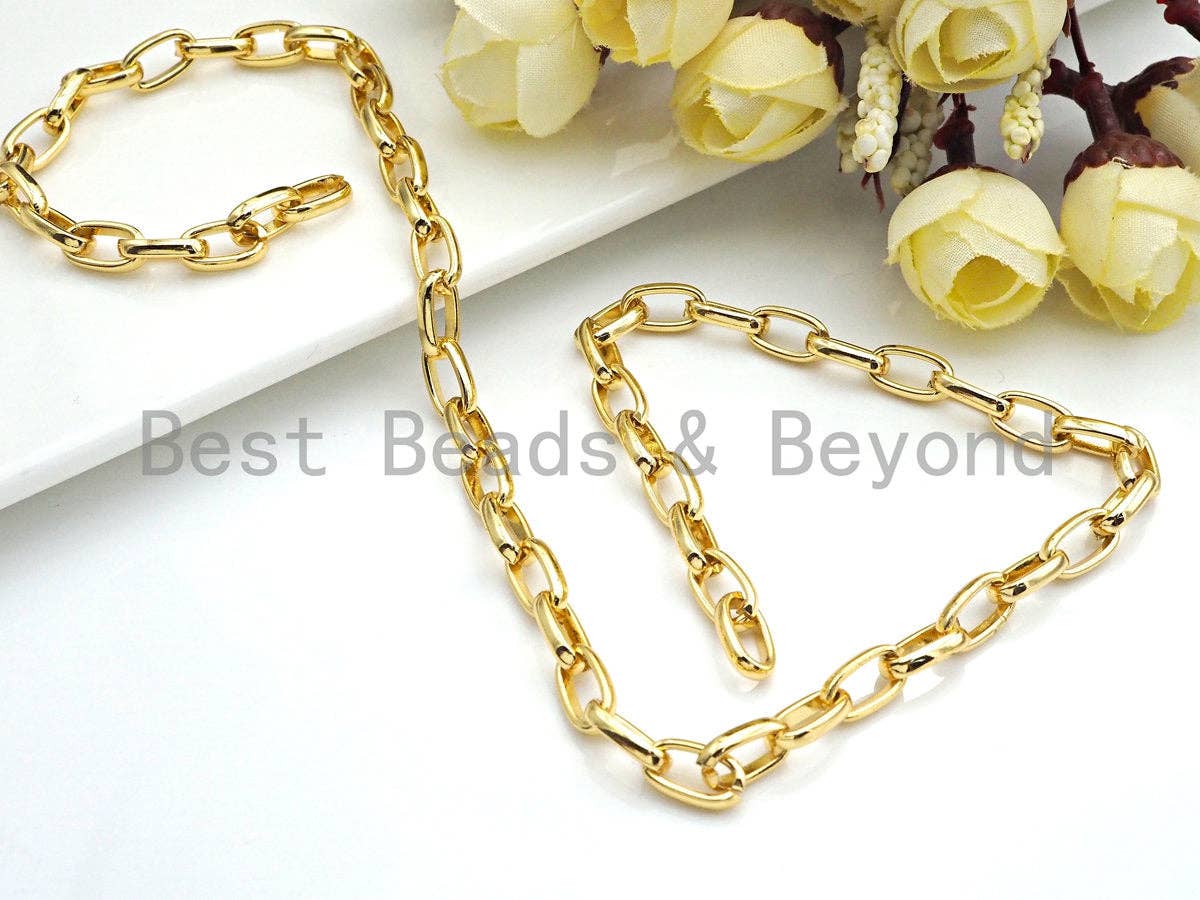 BestBeads&Beyond - Wholesale Craft Supplies - 7x11mm Oval Link Chain by Yard, Gold Silver Rose gold Gunmetal Chain, Oval Linked Chain, Wholesale Bulk Chain for Jewerly Making,sku#E5152