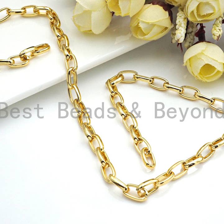 BestBeads&Beyond - Wholesale Craft Supplies - 7x11mm Oval Link Chain by Yard, Gold Silver Rose gold Gunmetal Chain, Oval Linked Chain, Wholesale Bulk Chain for Jewerly Making,sku#E5152