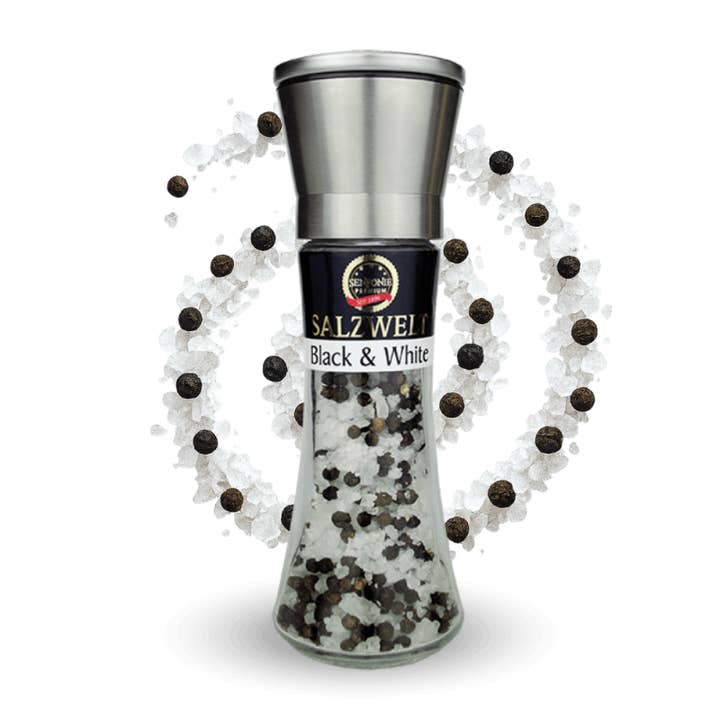 Moulin sel et poivre noir et blanc pour la vente par Altenburger Senf & Feinkost GmbH & Co. KG