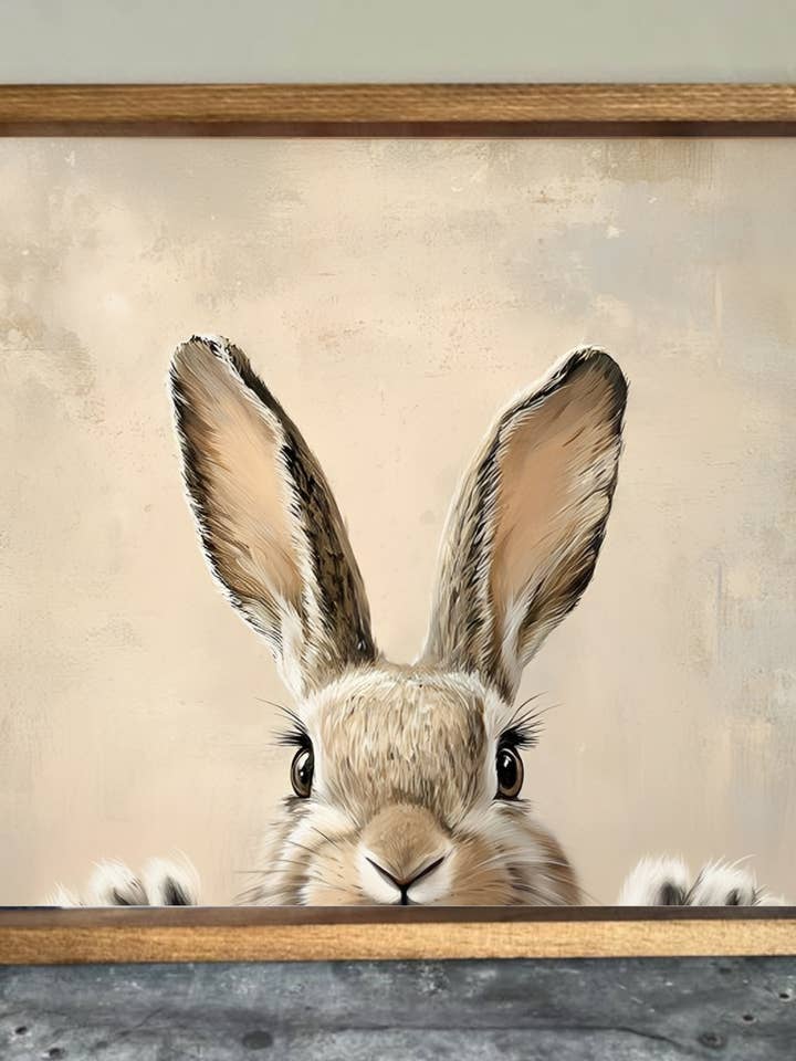 Peak A Boo Bunny Farmhouse Sign for wholesale by Stir Crazy Signs
