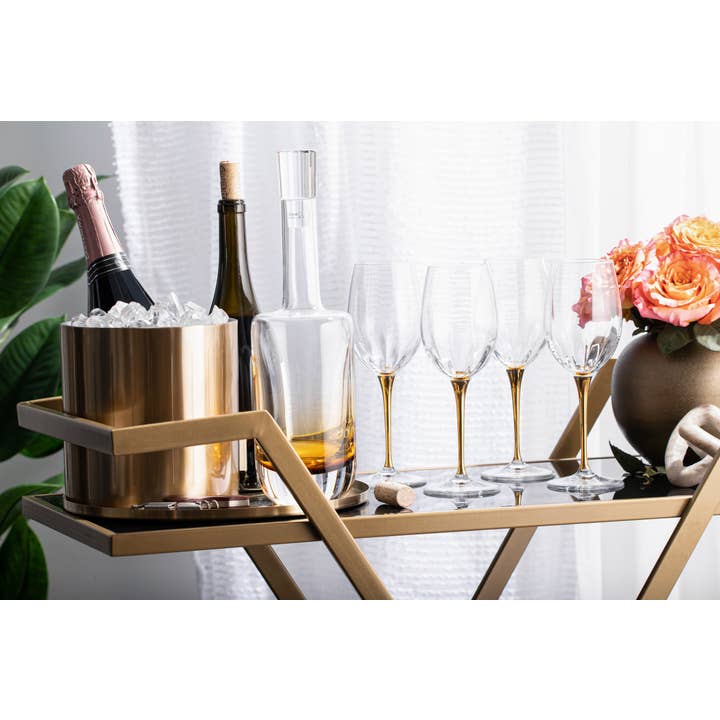 Barski - Wholesale Wine Glass - Spectrum Red Wine Glass with Gold Stem, 18 oz. Set of 6