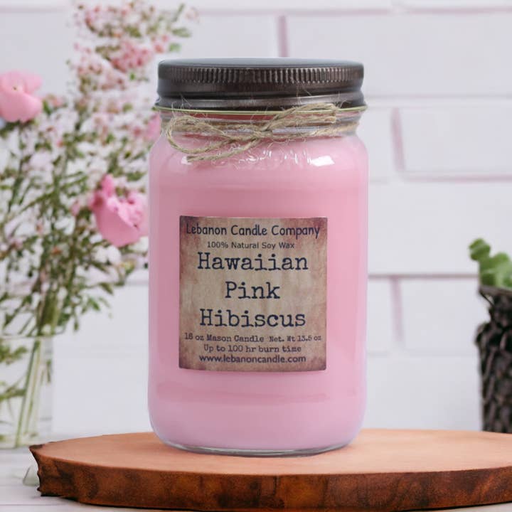 Lebanon Candle Company - Wholesale Jar/Filled Candle - Hawaiian Pink Hibiscus Candle