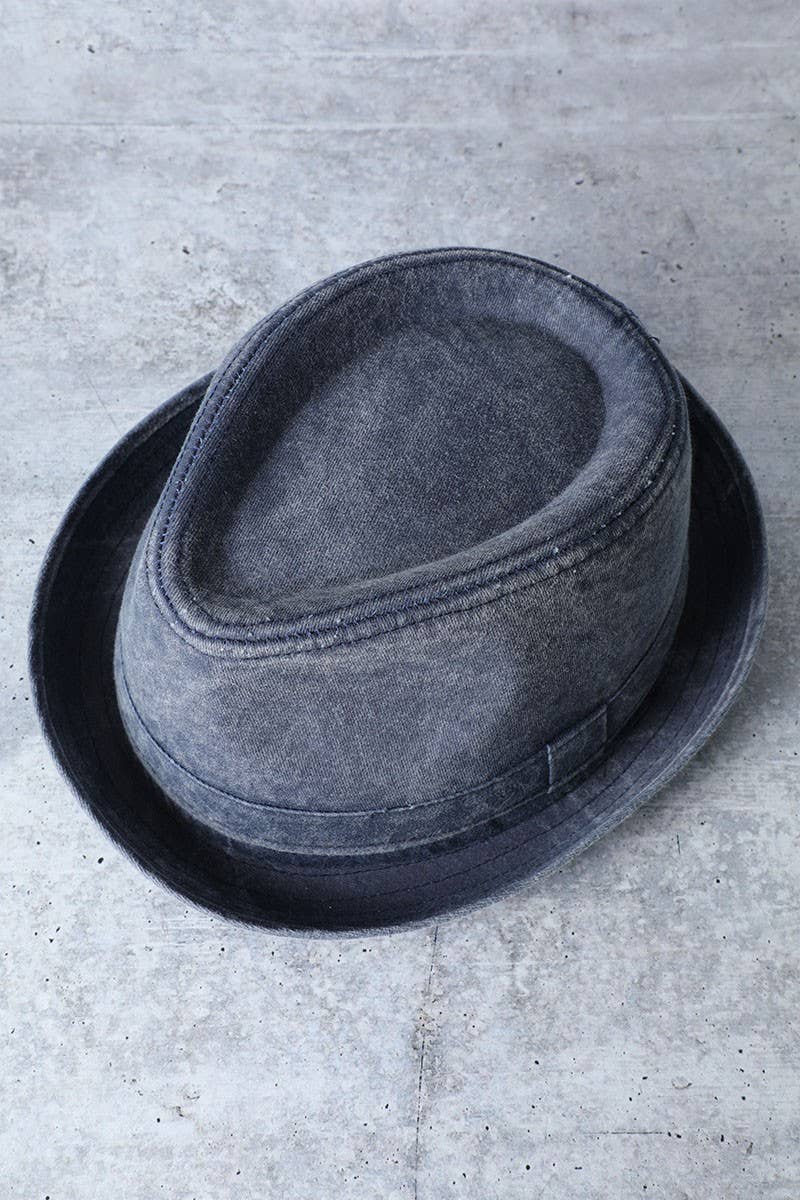 Fashion City - Wholesale Fedora - Women's - Washed Cotton Porkpie Fedora Hat with Folded Brim.2