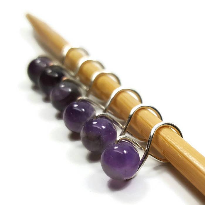 Amethyst Knitting or Crochet Stitch Markers for wholesale by Twice Sheared Sheep