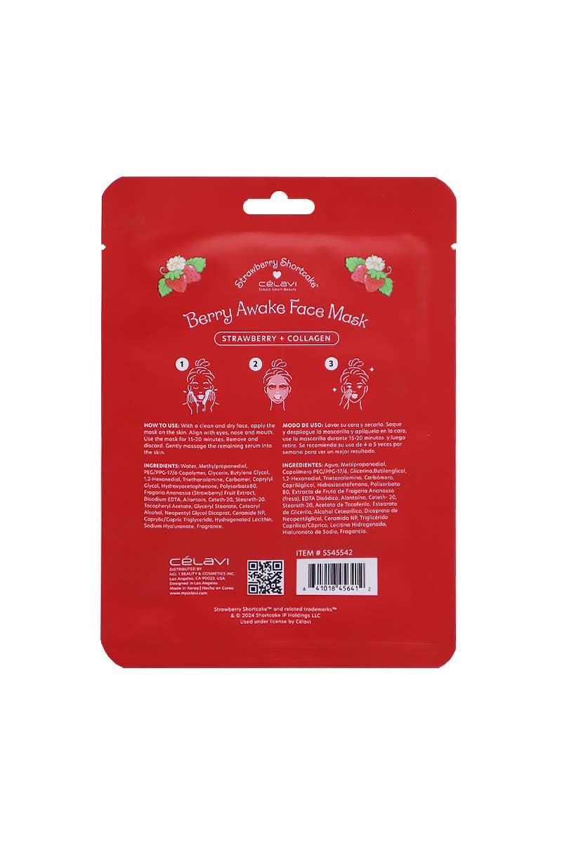 PINEAPPLE Beauty - Wholesale Skincare Face Mask - Celavi SS45542 Strawberry + Collagen 5 Sheet Mask Set - 1set6