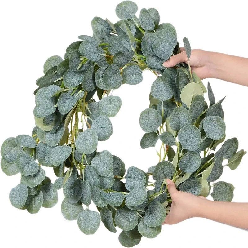 Kiyo Home - Vente Fleurs artificielles - Ensemble de 2 guirlandes artificielles d’eucalyptus vert11