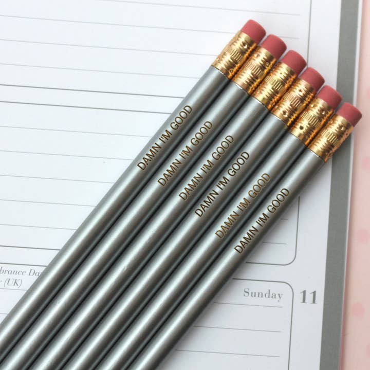 damn jag är bra silver pennor (6 Pencil Set) för wholesale av The Carbon Crusader