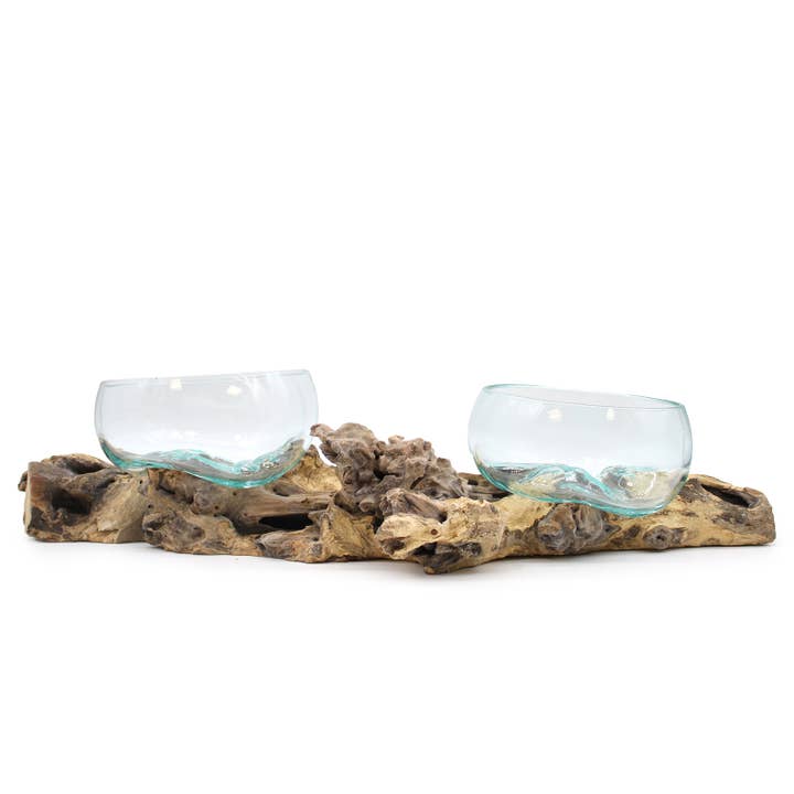AW Artisan – wholesale Dekorativt bordsobjekt – Molton glas i extra stor dubbelhållare - 70 cm