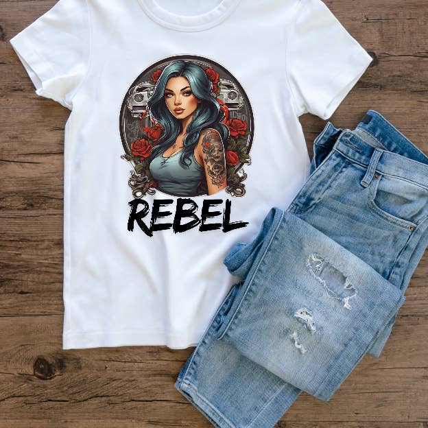 Rebel Pinup tee for wholesale by The Muddy Magnolia Boutique