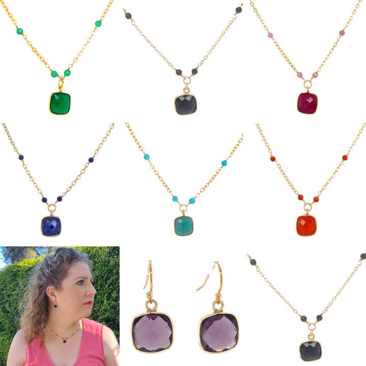 PearlGem Designs - Wholesale Pendant/charm necklace - Callala Onyx Beaded chain pendant Necklace2