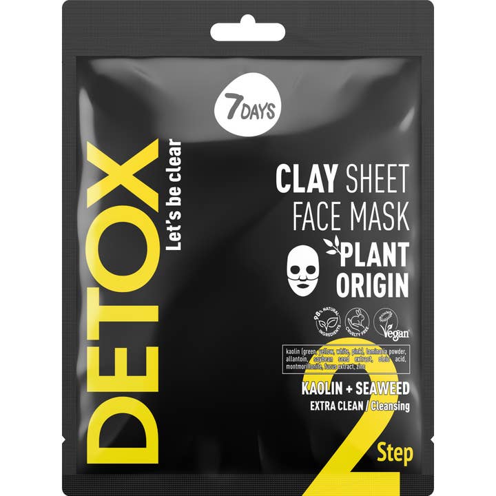 7DAYS DETOX, Maschera Viso di Argilla in Tessuto per la vendita all'ingrosso da parte di 7days