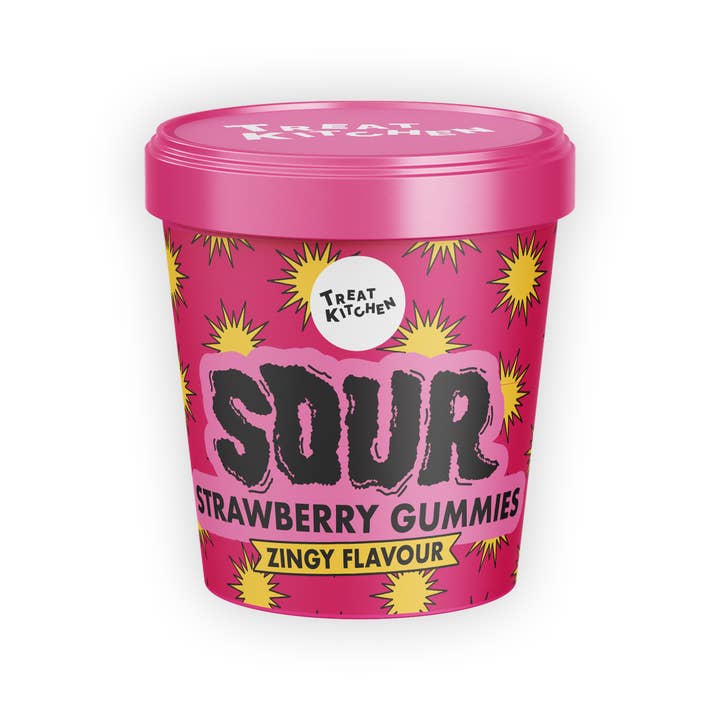 Treat Kitchen - Wholesale Gummy - Sour Pink Strawberry Cubes 90g - (24 units)2