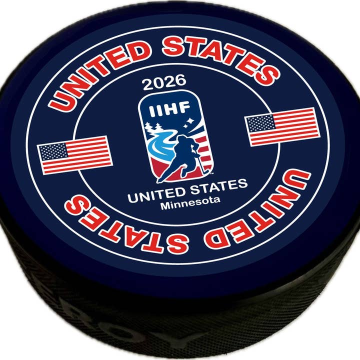 IIHF World Juniors USA Flag Hockey Puck for wholesale by Lowsportgeaar