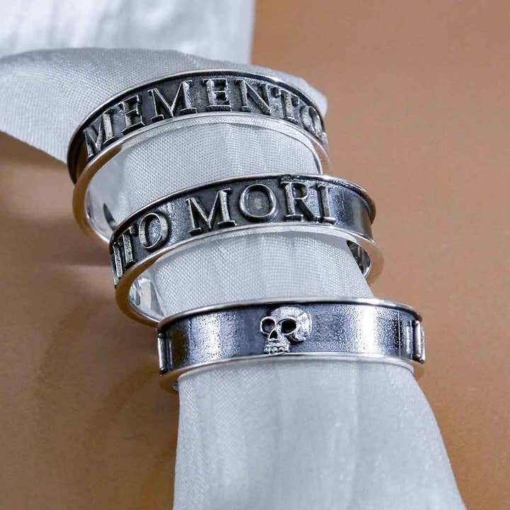 Nina Designs - Wholesale Band/Stacked Ring - Sterling Silver Memento Mori Ring