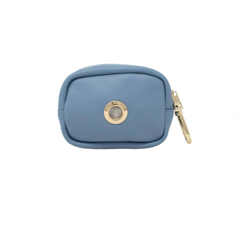 Pink Papyrus | Premium, Durable, & Stylish Dog Products – wholesale Pet poo bag dispenser – Blake Blue Vegan Leather Poop Bag Dispenser And Treat Pouch2