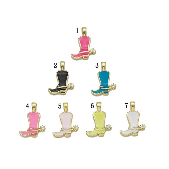BestBeads&Beyond - Wholesale Individual Charm/Pendant - CZ Enamel Cowboy Boots Charm, Boots charm, Sku#FH209