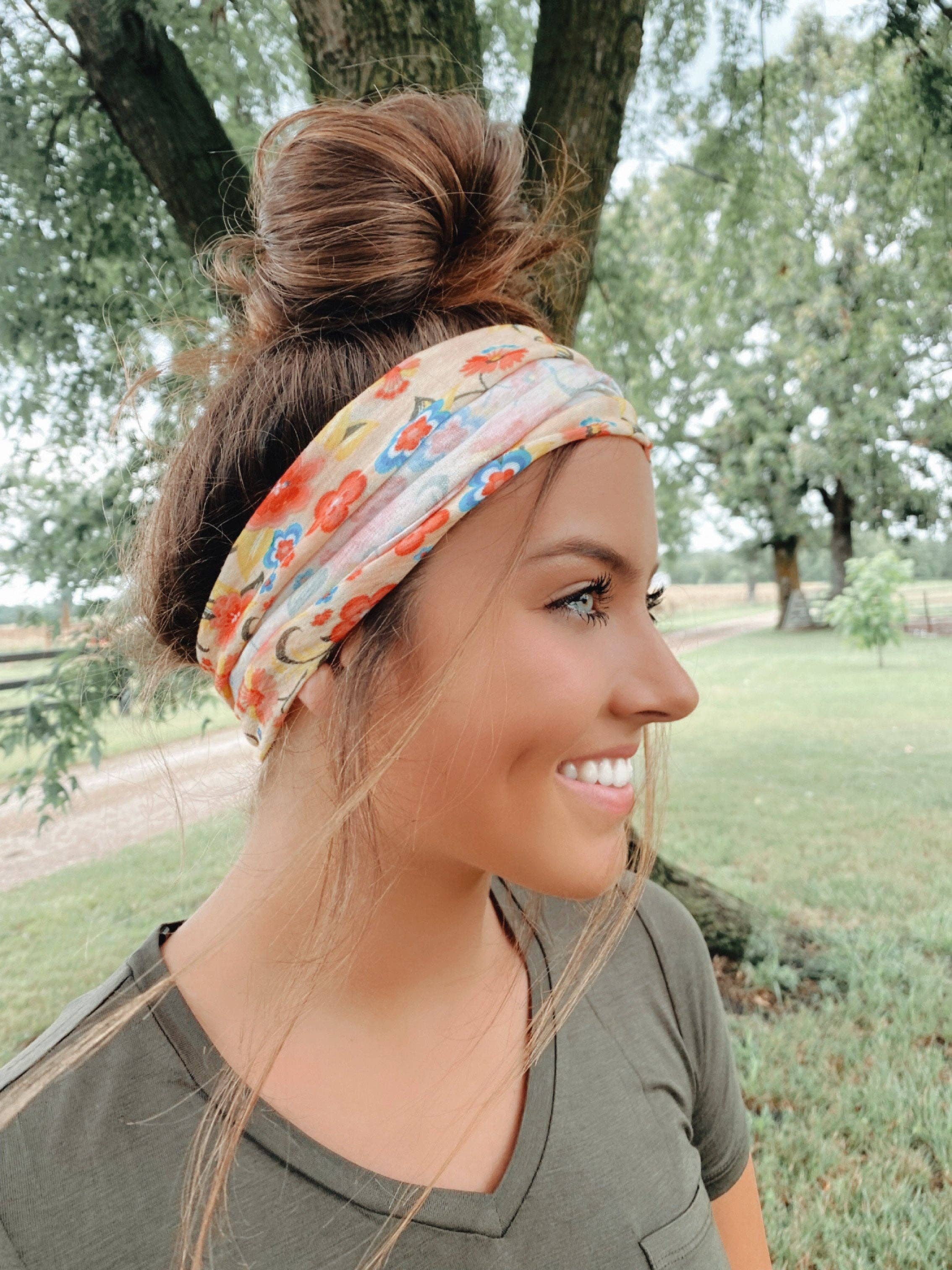 The Front Porch Label – Engroshandel Pandebånd - Dame – Elfenben Blomster Elastisk Headwrap5
