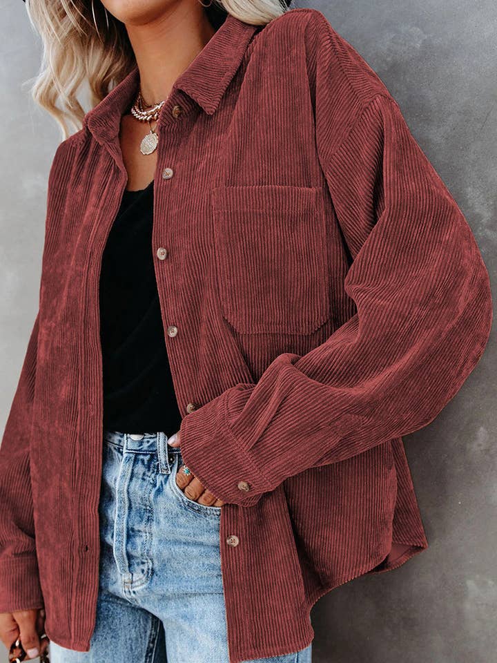Rosa Clothing - Wholesale Shirt Jacket/Shacket - Women's - Corduroy Oversized Solid Shacket