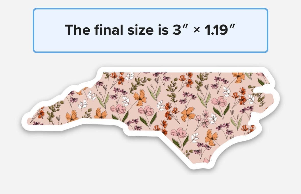 Positively North Carolina - Wholesale Sticker - Floral North Carolina State Sticker with Flowers6
