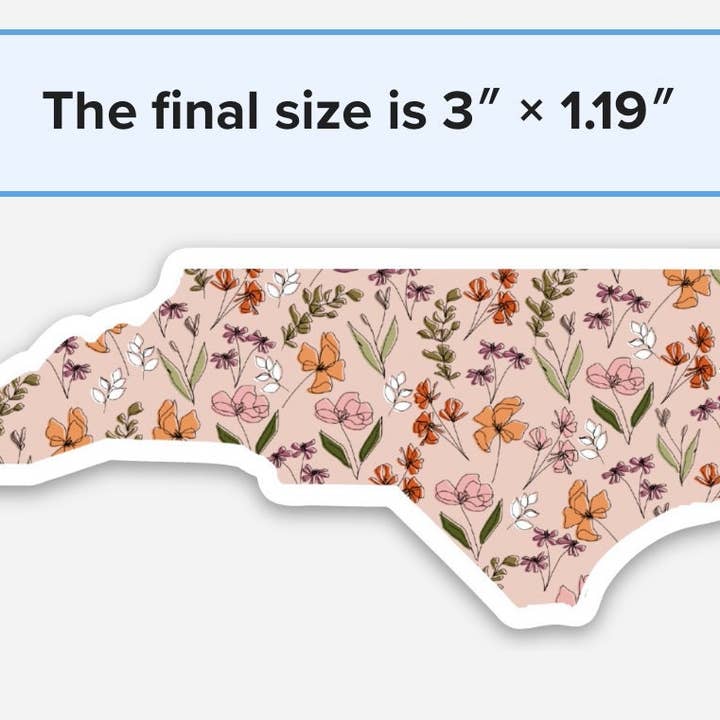 Positively North Carolina - Wholesale Sticker - Floral North Carolina State Sticker with Flowers6