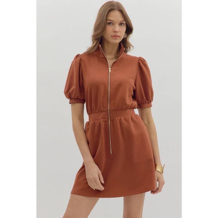 Abito mini in maglia a maniche corte a sbuffo. per la vendita all'ingrosso da parte di STYLE USA