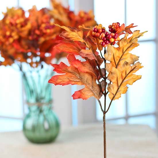Factory Direct Craft - Wholesale Artificial Flowers - Artificial Autumn Oak Leaf and Berries Pick2