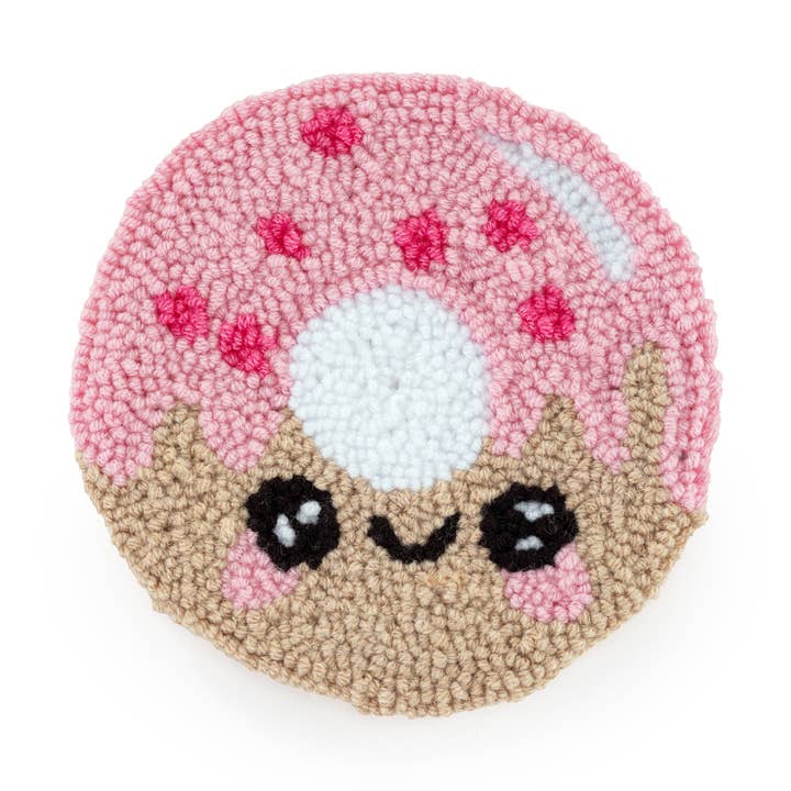 Donut Mug Rug Coaster, Punch Needle Coasters for wholesale by EmbroiderywithAycan