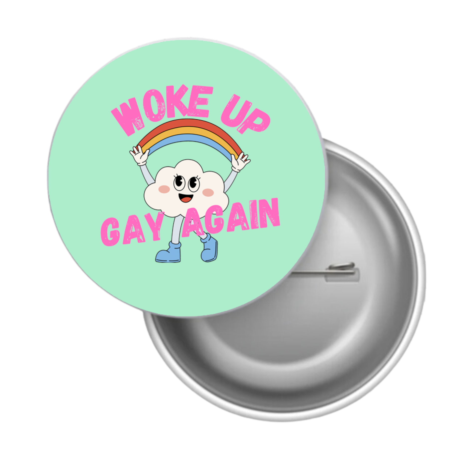 Desi design and chai - Wholesale Lapel Pin/Button - Woke up gay again pin back buttons0