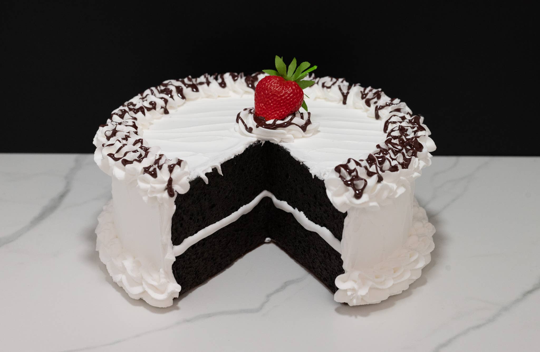 Just Dough It! Fake Foods - Wholesale Decorative Tabletop Object - Large Fake Vanilla Cake with Slice Missing3