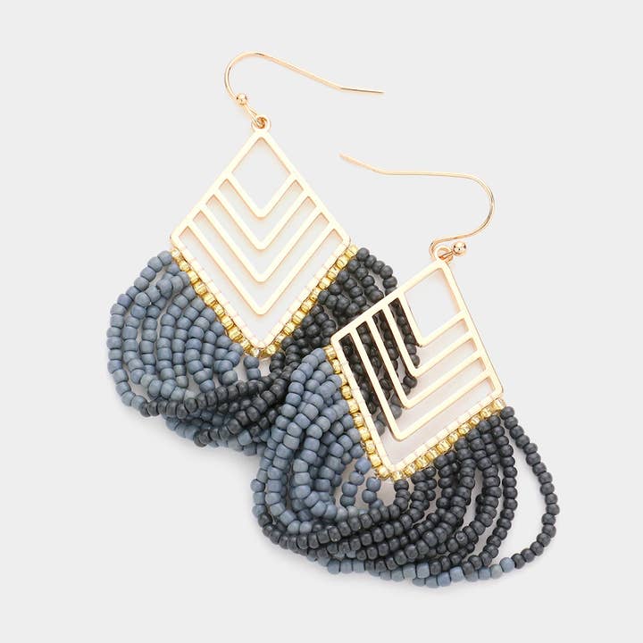 Pendientes colgantes envueltos en semillas de metal en forma de diamante para venta al por mayor de Sensibling Corp.