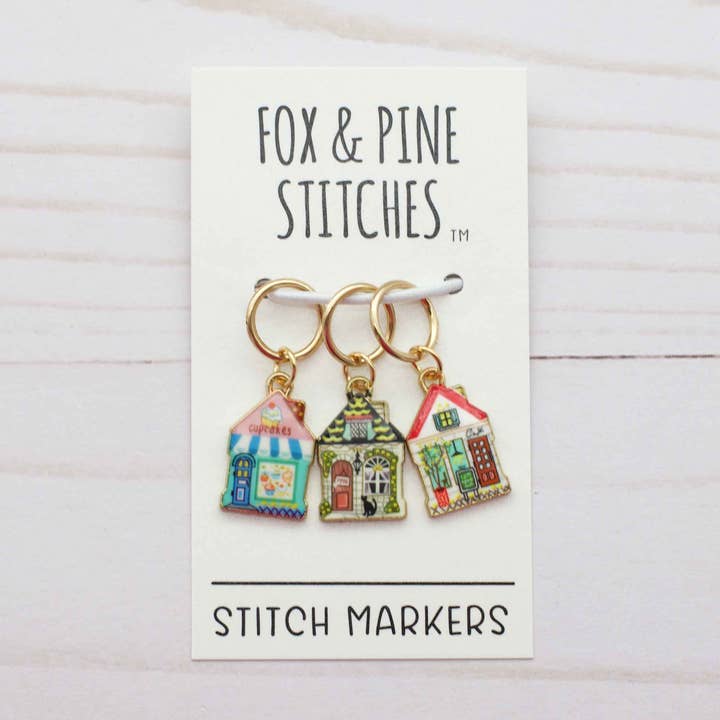Little Shops | Stitch Markers for wholesale by Fox & Pine Stitches