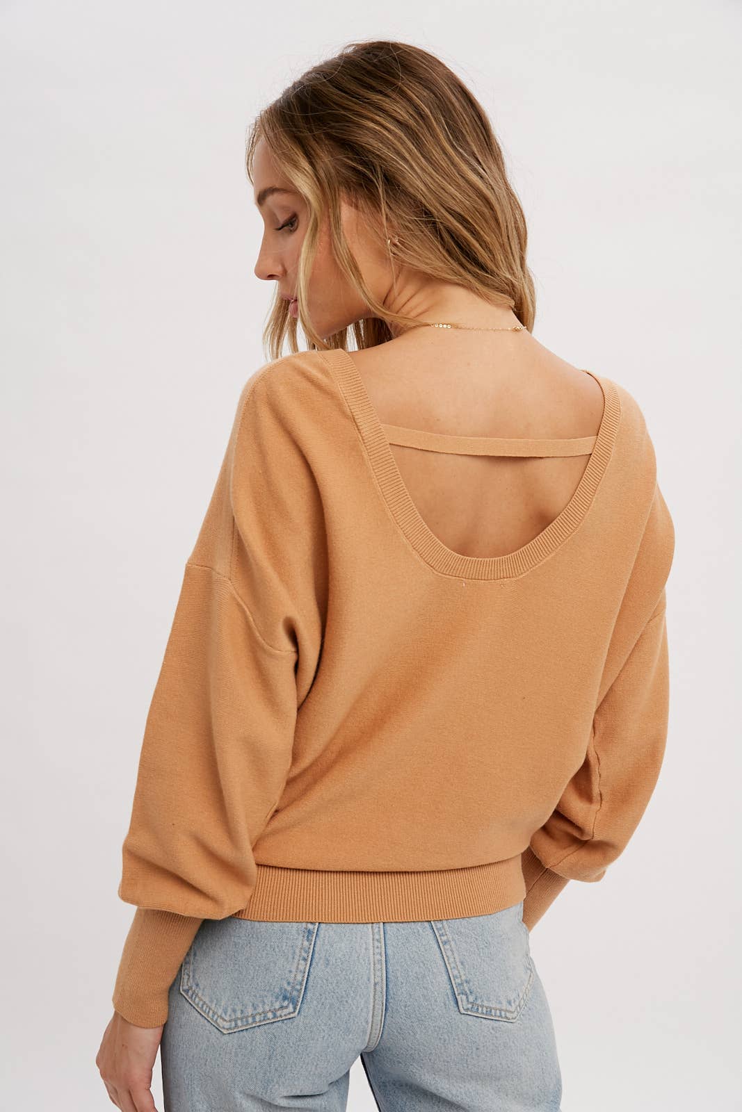 Bluivy - Wholesale Sweatshirt - Women's - BACKLESS BALLOON SLEEVES PULLOVER44