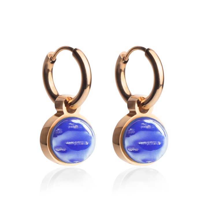Mix & Match bøjleøreringe med vedhæng • rosé/safirblå • 12 mm for engroshandel hos ALEXASCHA