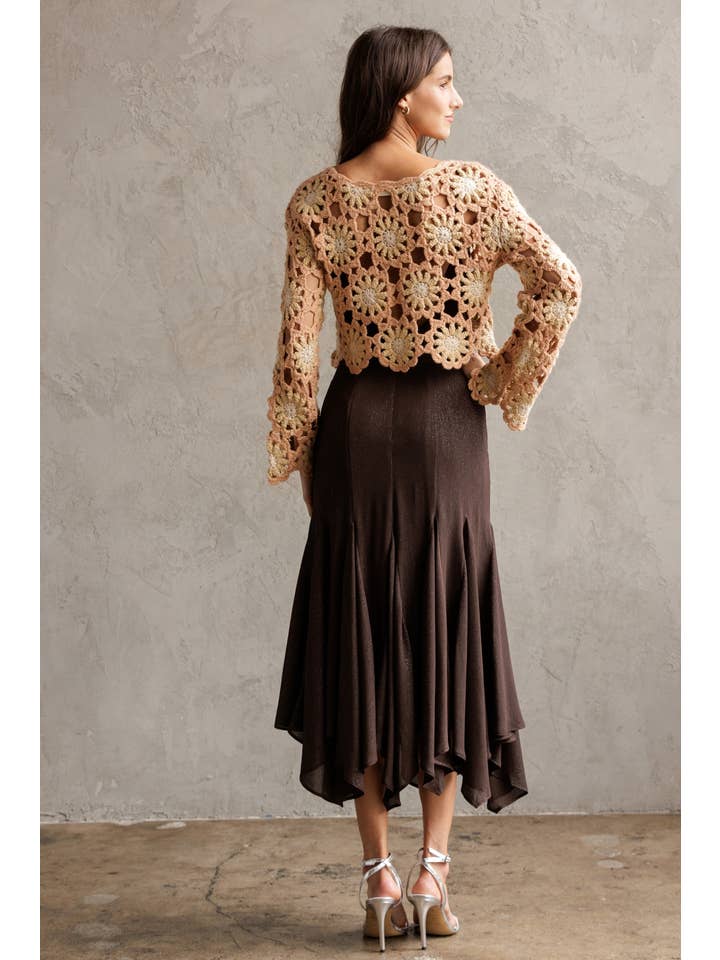 STORIA - Wholesale Knit Sweater - Women's - JT4104-1-CROCHET FLOWER LONG SLEEVE CROP TOP6