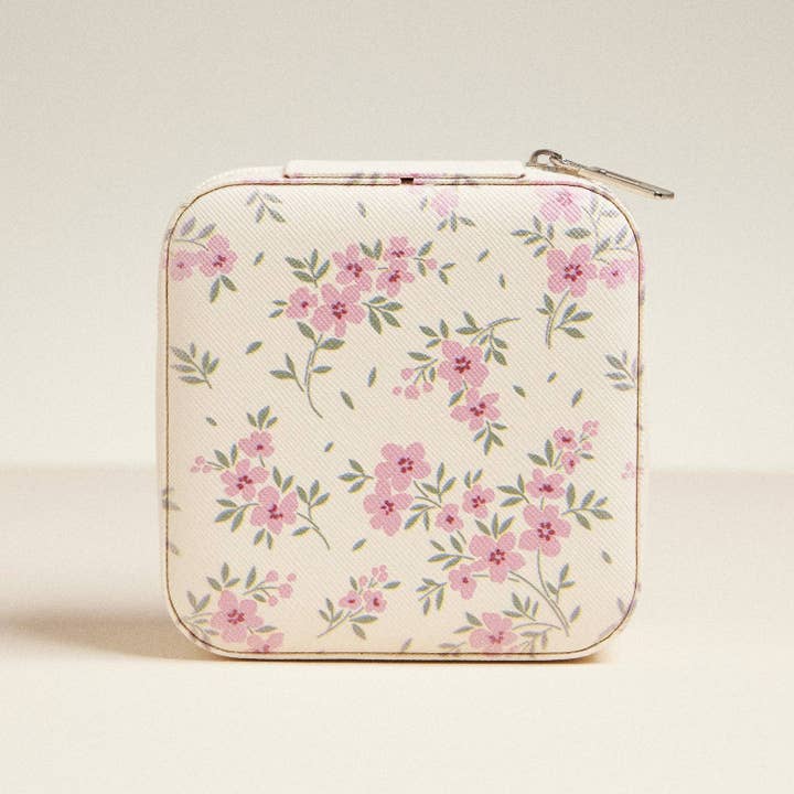Multi Color Flower Pattern Jewelry Box -Travel Size for wholesale on Faire