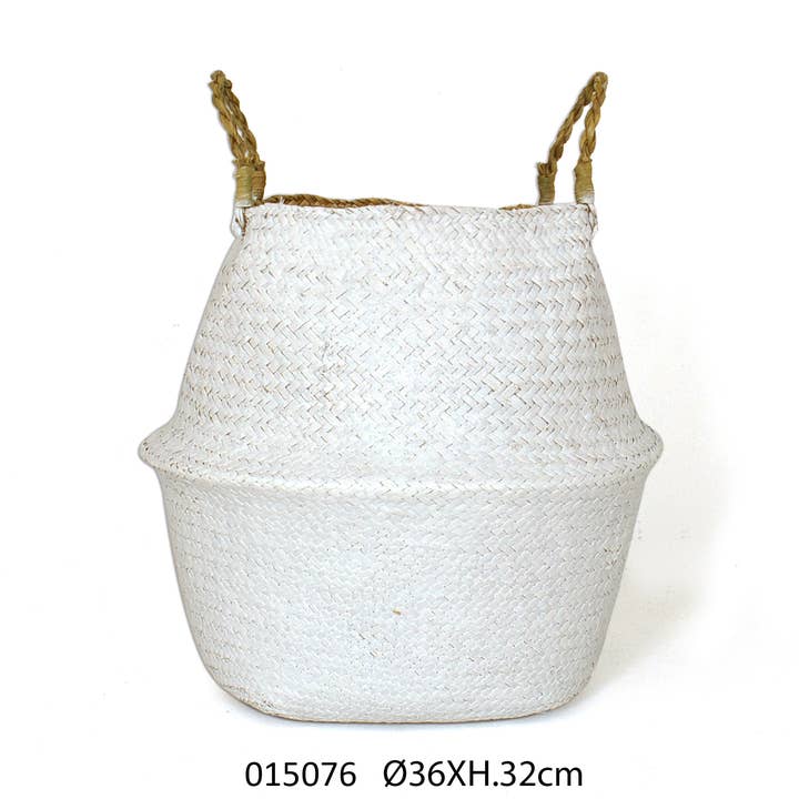 White 'Thai' Plain Ball Basket D.36X H. 32 for wholesale by Faye