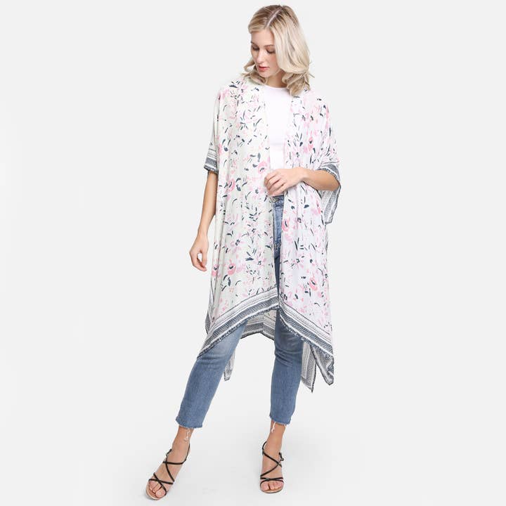 Hana - Vente Kimono – femme - Kimono d'été à imprimé floral multicolore15