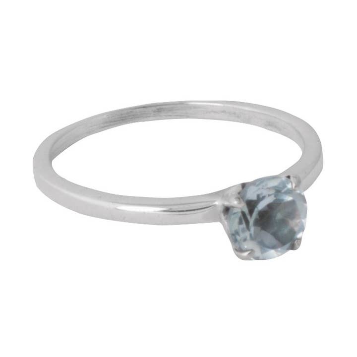 BLUE TOPAZ FOUR PRONG ROUND RING for wholesale by Benjamin International
