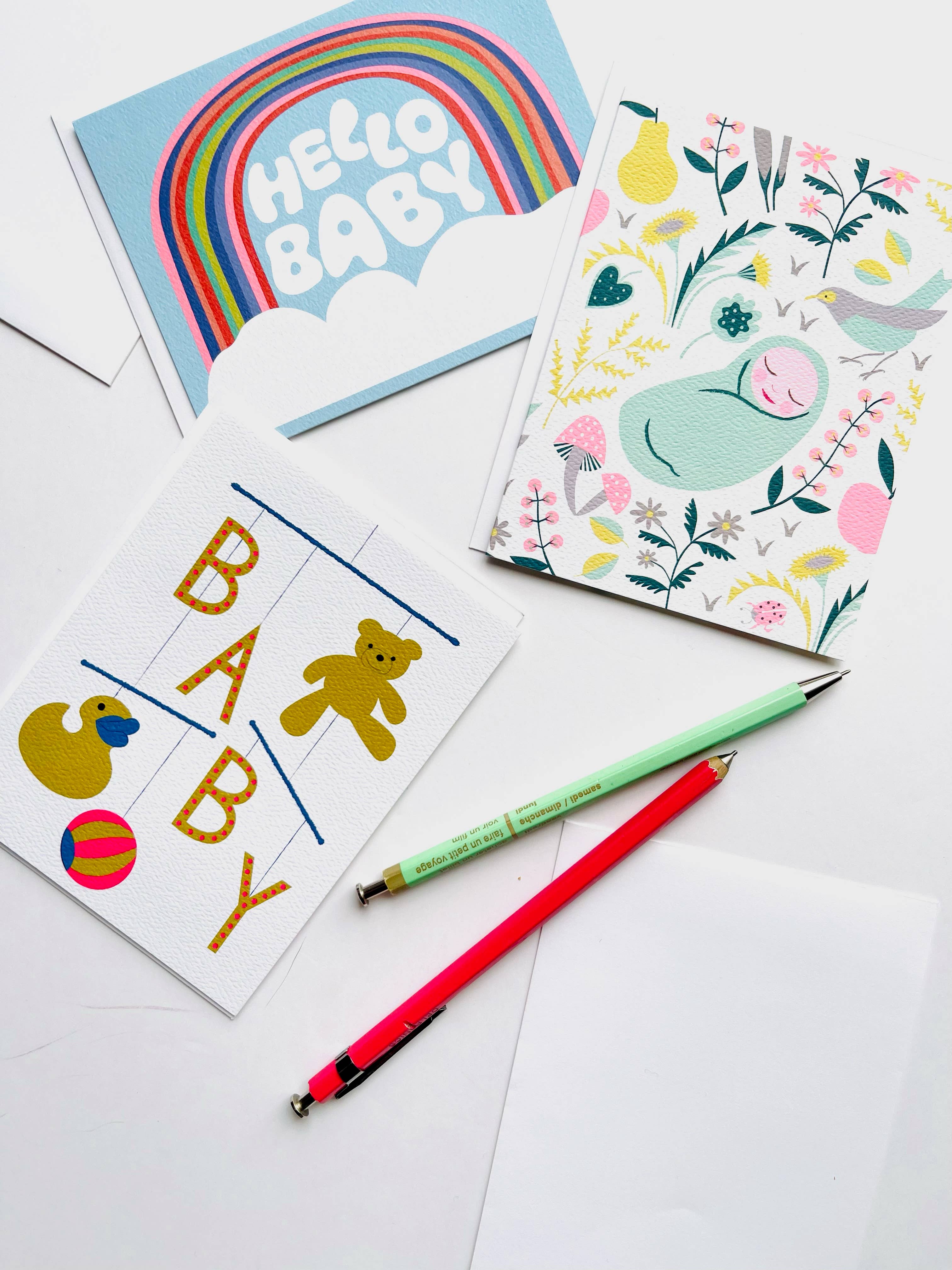 Banquet Workshop - Wholesale Baby Card - Welcome Sweet Wonder Baby in a Meadow Card1