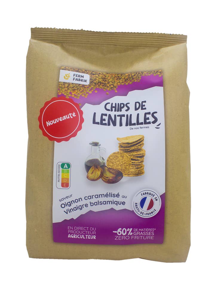 Lentil Chips - Caramelized Onion with Balsamic Vinegar for wholesale by Ferm Fabrik