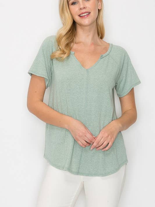 A.gain - Wholesale T-Shirt - Women's - 10884SS627 - SOLID V NECK TOP