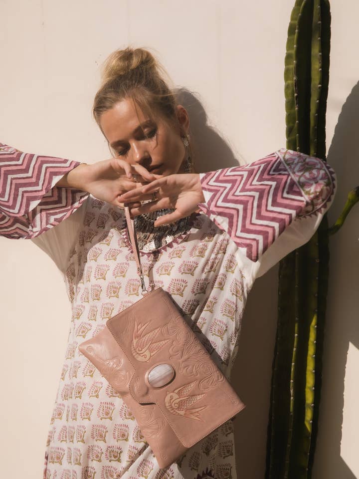 Lost Bird Clutch Dusty Pink for wholesale by Jodi Lee