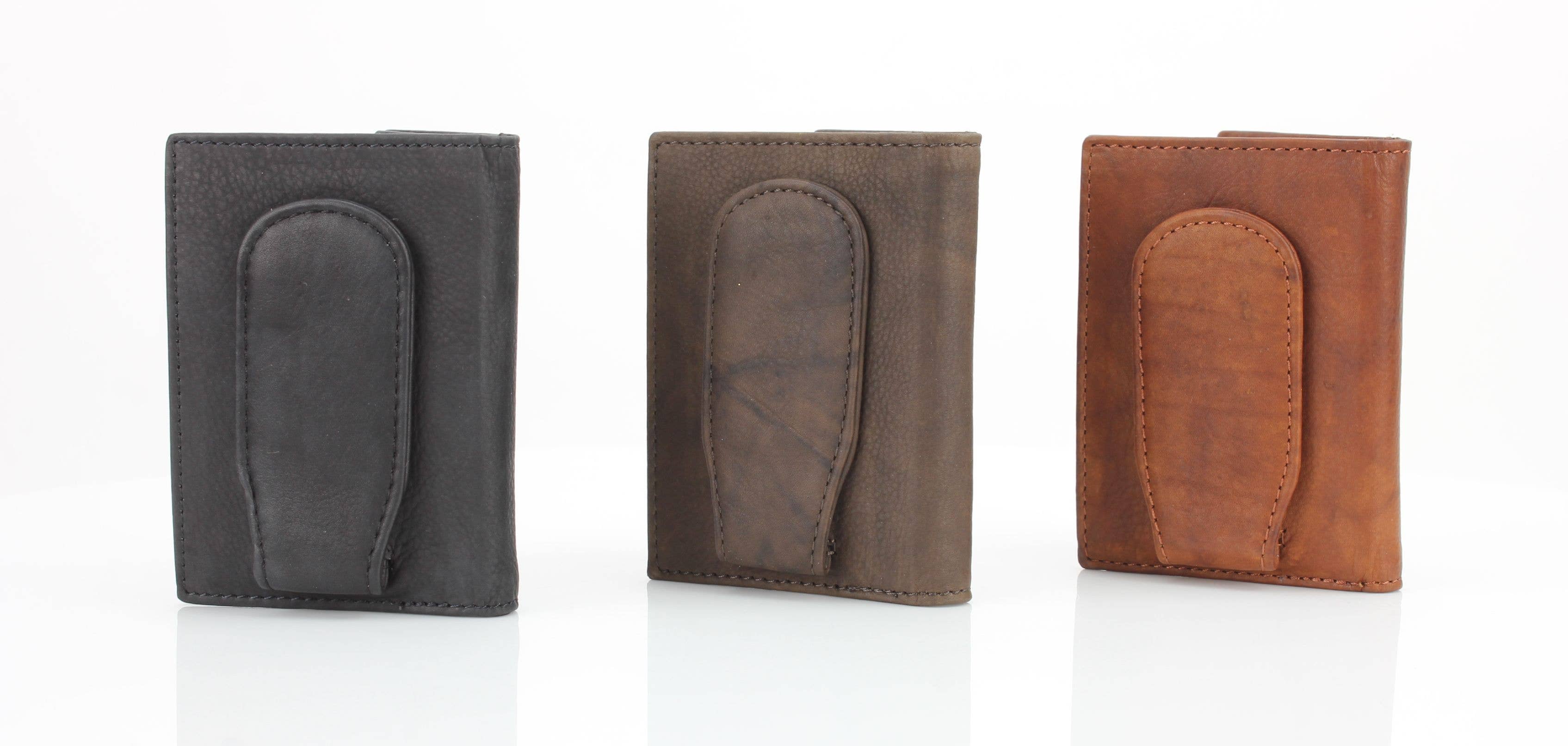 Leather Impressions Inc - Wholesale Money Clip - Unisex - American Bison Oil Pull Up Magnetic Money Clip Card Case 1576