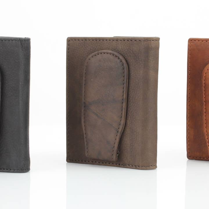 Leather Impressions Inc - Wholesale Money Clip - Unisex - American Bison Oil Pull Up Magnetic Money Clip Card Case 1576