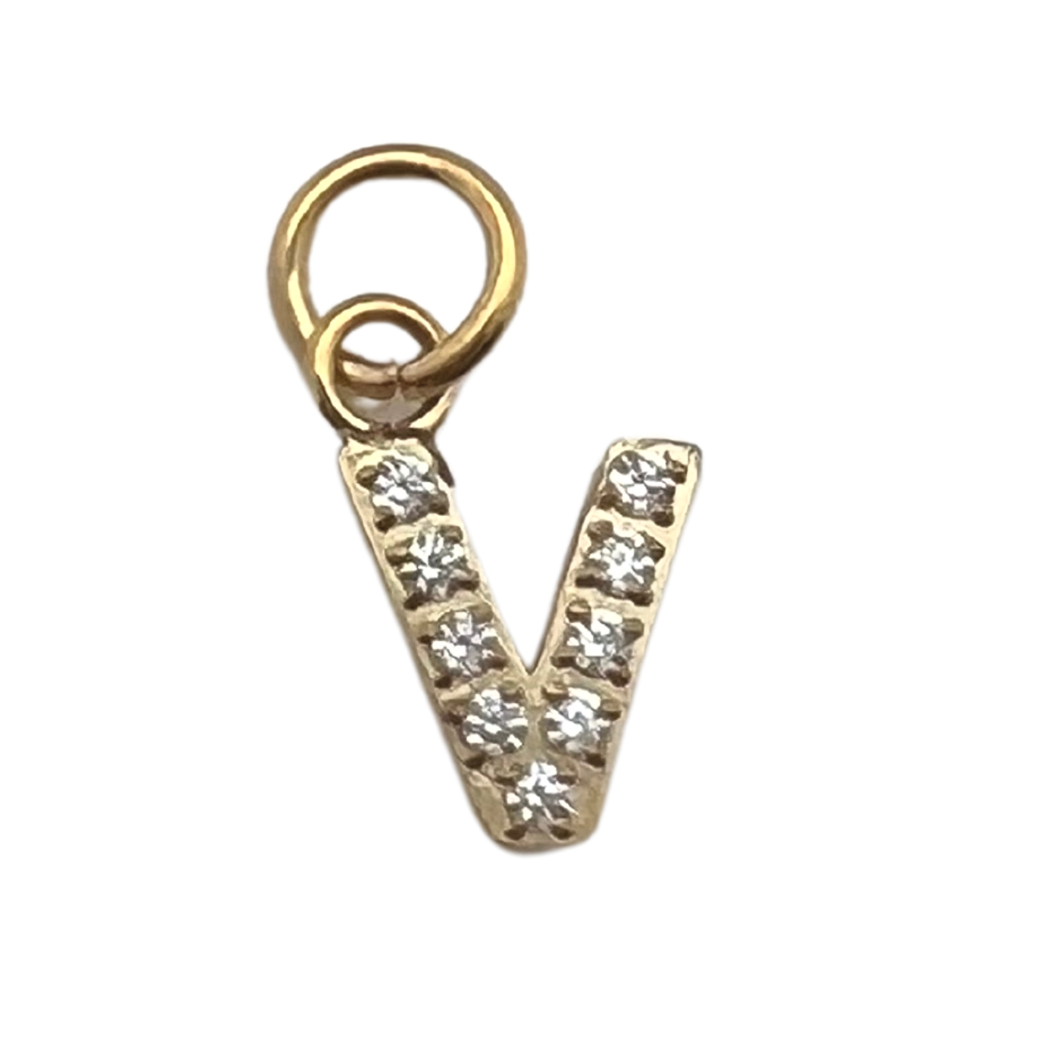 WJW – wholesale Individual charm/pendant – Gold Pavé Set CZ Initial Letter Charms28