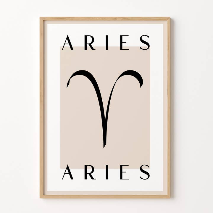 Impression de l'horoscope du signe astrologique du Bélier pour la vente par Peach and Home