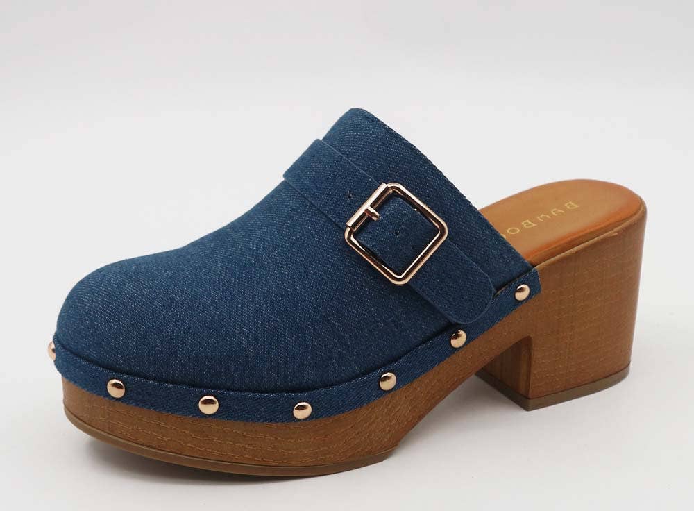 Mars Sky Shoes Wholesale - Wholesale Mules - Women's - Bamboo LUMBER-02 Women Wooden Block Heel Studded Mules-12 Pairs Pack-24.25/Pair1